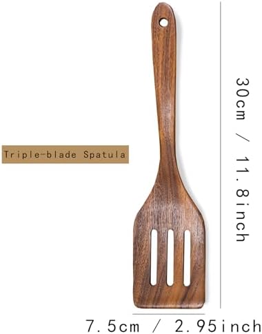 Souped Up Recipes 6 Piece Natural Teak Wooden Kitchen Utensils Set