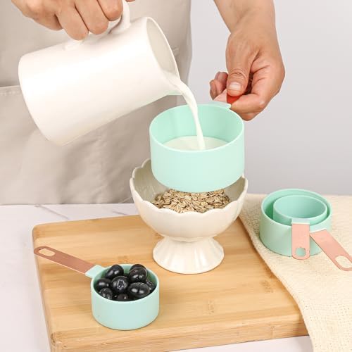 8-Piece Stackable Rose Gold Stainless Steel Handled Measuring Cups