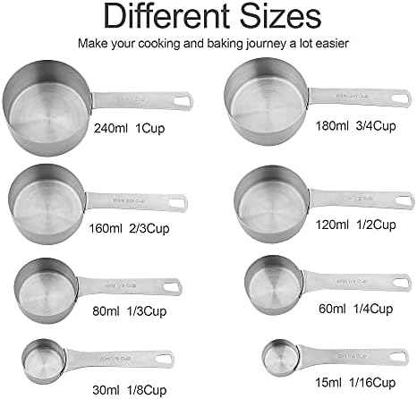 Measuring Cups and Spoons Set, Stainless Steel Measuring Cups Spoons Complete Set of 19pcs Professional Measurer Scoops Ingredients Liquid or Dry Heavy Duty Solid Measurment Cup