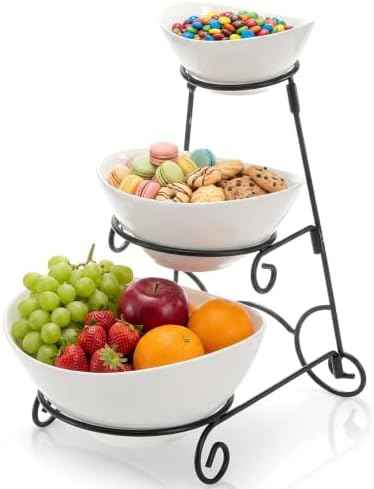 Covzoe 3 Tiered Chip and Dip Serving Set with Metal Stand