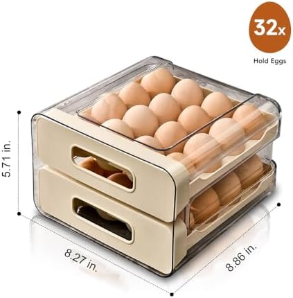 Koja 32-Egg Stackable Fridge Organizer 2-Drawer BPA-Free Storage
