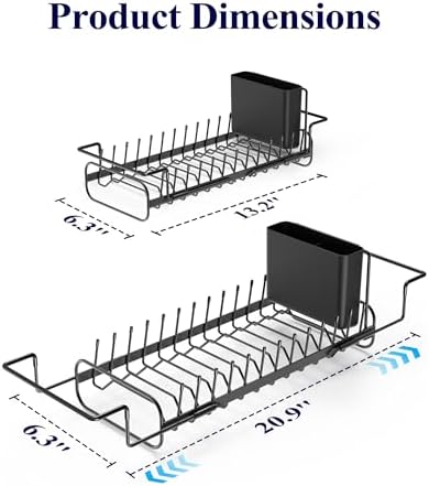 Kitsure Expandable Dish Rack, Medium, Black