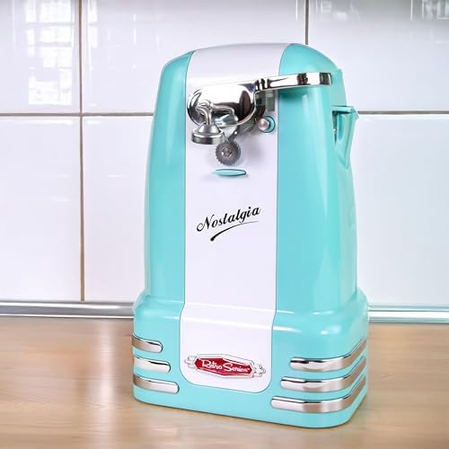 Nostalgia Retro Electric Can Opener for Kitchen with Magnetic Lid