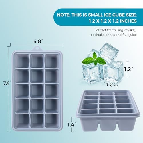 Silicone Ice Cube Trays with Lids 3-Pack (Green+Blue+Pink)