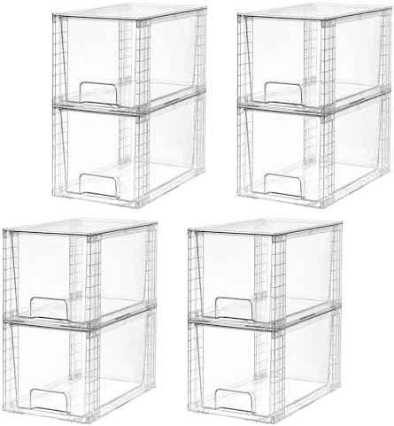 Vtopmart 8 Pack Large Stackable Storage Drawers,Clear Acrylic Drawer