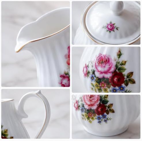 Sugar and Creamer Set - Porcelain Sugar and Creamer Vintage Tea Set