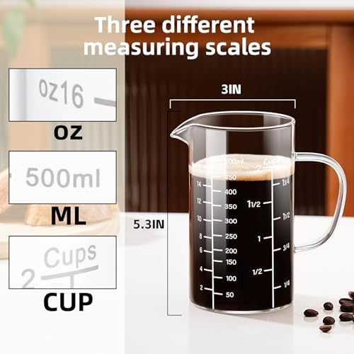 PARACITY 2 Cup Glass Measuring Cup, Liquid Measuring Cups with three