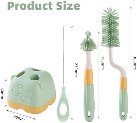 3 in 1 Baby Silicone Bottle Brush Set, Multipurpose Bottle Cleaner