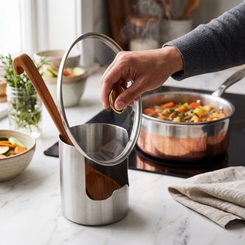 Stainless Steel Pot Lid and Spoon Rest, Multi‐Function Kitchen
