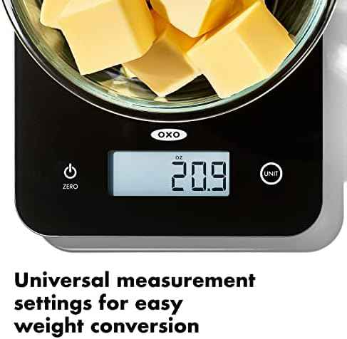OXO Good Grips 11lb/5kg Everyday Glass Food Scale, Gram Scale for Meal