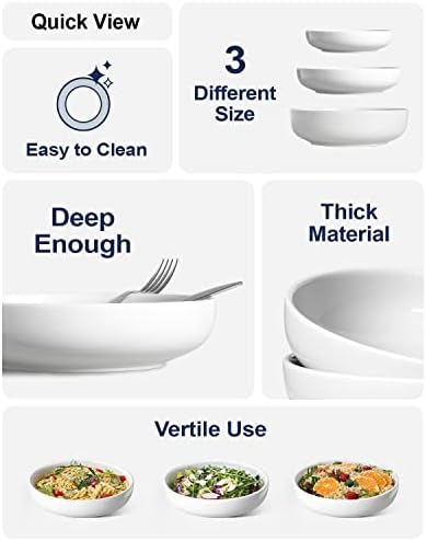 LE TAUCI Pasta Bowls 45 oz, Salad Bowls Set for Serving Soup, Pasta