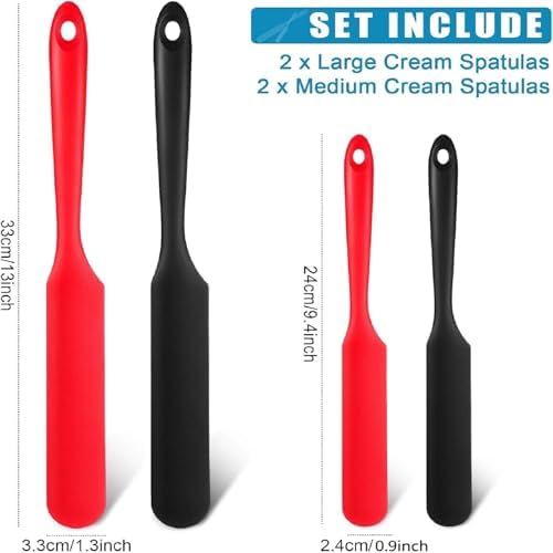 Patelai 4 Pcs Silicone Jar Spatulas 13 and 9.6 Inch Non-stick,Red