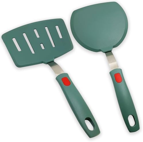 Silicone Spatula Turner Set of 2, Heat Resistant Pancake Spatulas for