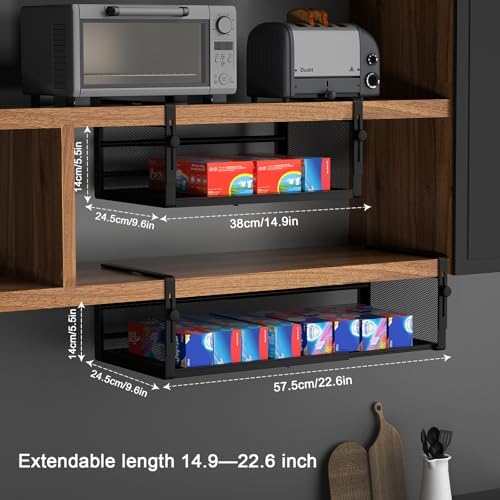 AmonHouseware 2Pack Expandable Under Shelf Storage Basket