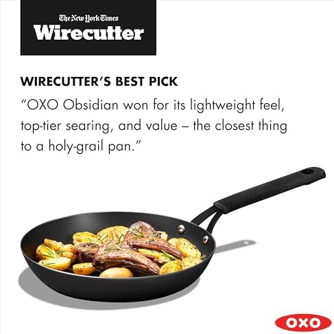 OXO Obsidian 10" Carbon Steel Frying Pan, Pre-Seasoned Skillet, Builds