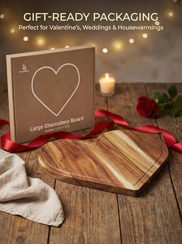 Heart Cutting Board 16x13.2 In, Large Lovers Charcuterie Board for
