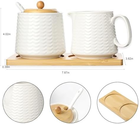 Ceramic Sugar and Creamer Set, Porcelain Coffee Serving Set with Cream