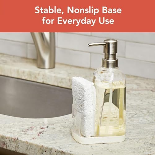 Spectrum Cora Soap Dispenser with Sponge Holder, Buttercream & Clear