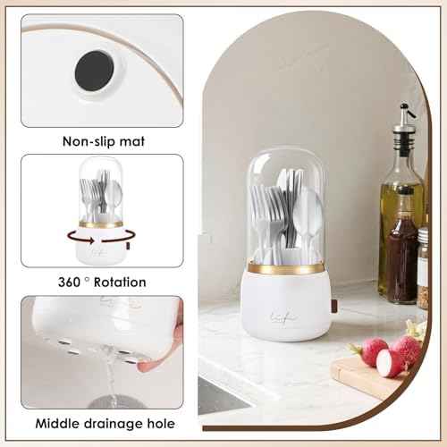 EXIN DECHEN Silverware Organizer with Lid,Silverware Holder,Utensil Holder