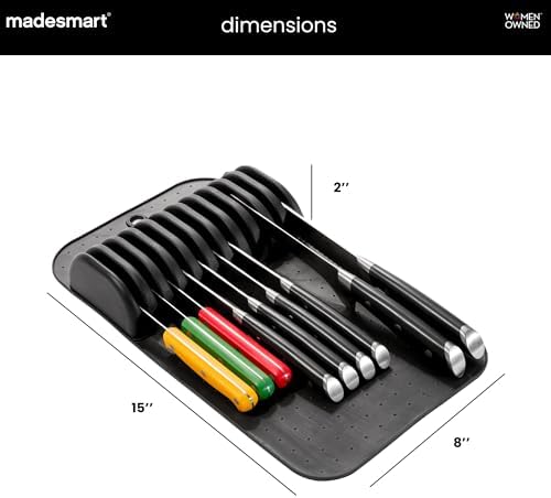 madesmart Classic In Drawer Knife Mat, 11 Knives, Carbon