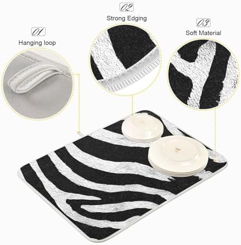 OTVEE Bold Striped Art Dish Drying Mat for Kitchen Counter Absorbent
