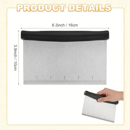M METERXITY Multipurpose Bench Scraper, 6.3 Inch Stainless Steel Dough