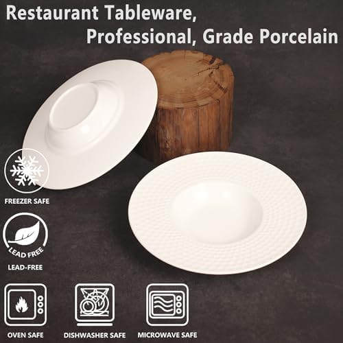 Creative home decor ceramic wide-rimmed soup bowls/plates, 10.5 oz