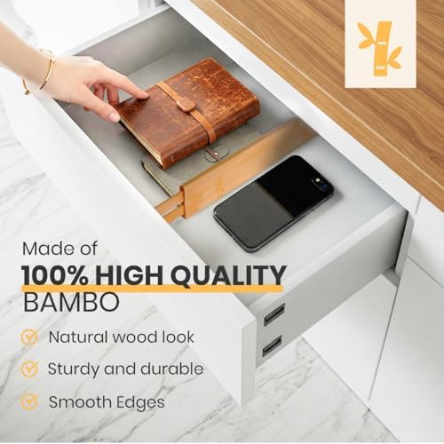 Adjustable Bamboo Drawer Dividers, Drawer Organizer for Kitchen