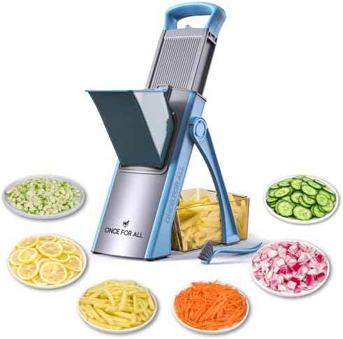 ONCE FOR ALL Upgrade Safe Mandoline Slicer Plus, Bigger Size, SkyBlue