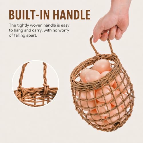 Elsjoy Set of 2 Hanging Onion Basket, Wall Mount Small Wicker Baskets