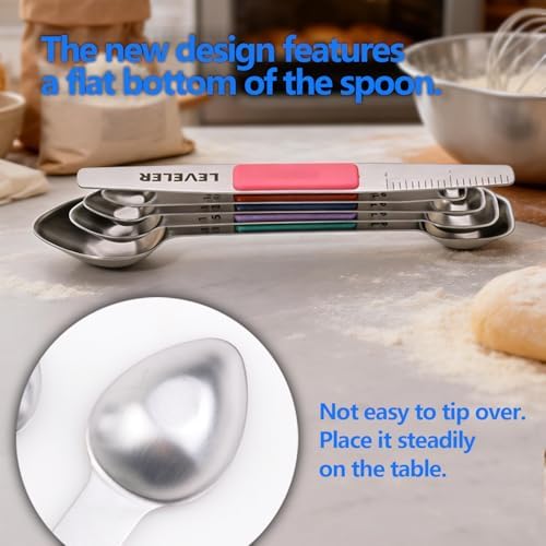 Stainless Steel Magnetic Measuring Spoons Set, Heavy Duty Metal
