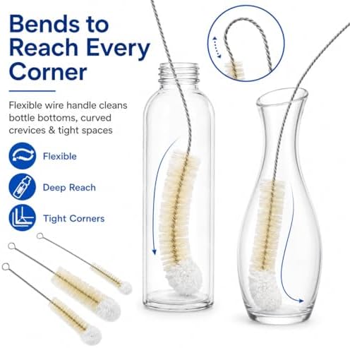 Multi-Use Bendable Bottle Brush Set - Small Crevice Cleaning Brushes