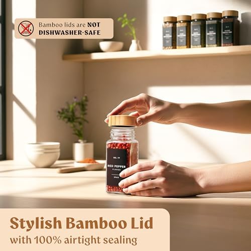 EDELHAUS Magnetic Spice Rack, 24 Bamboo Lid Jars