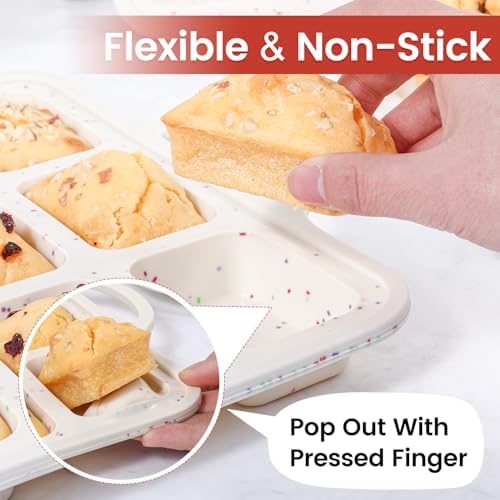 Silicone Mini Loaf Pan with Metal Frame, 12 Cups, Bread Silicone Molds