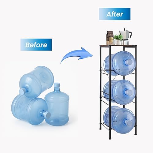 3-Tier Water Jug Rack for 5 Gallon Bottles, Heavy Duty Metal Water