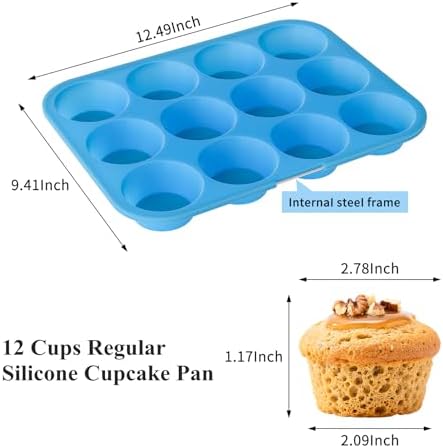 Bangp 12 Cups Silicone Muffin Pan for Baking,2Pack Regular Size