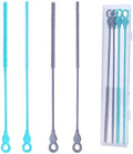Silicone Straw Cleaner Brush, 4pcs Straw Brush Cleaner Set Blue Gray
