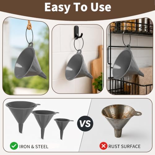 Plastic Kitchen Funnel Set of 3, Food Grade Funnels for Kitchen Use