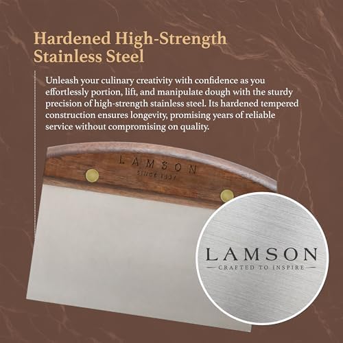 Lamson Bench Scraper, High Carbon Steel Dough Cutter, Walnut, 3 x 6 In