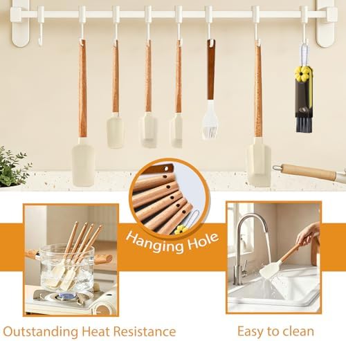 7 Piece Silicone Spatula Set, Food Grade Rubber Spatula Set with