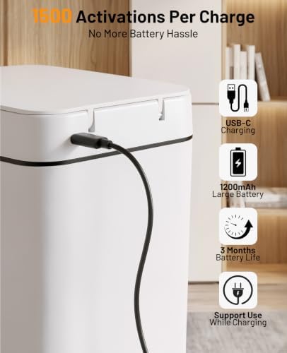 Luxspire Motion Sensor Bathroom Trash Can, 4.5 Gallon, 2 Pack