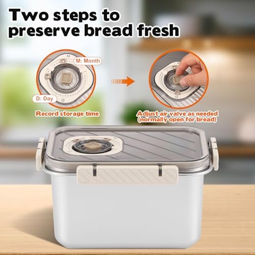 Small Bread Box, Time Recording Bread Storage Container with Lid