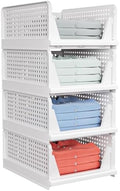 caktraie 4 Pack Stackable Closet Storage Baskets
