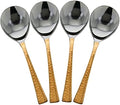 Set of 4 Serving Spoon with Hammer Copper Handle, Spoons for