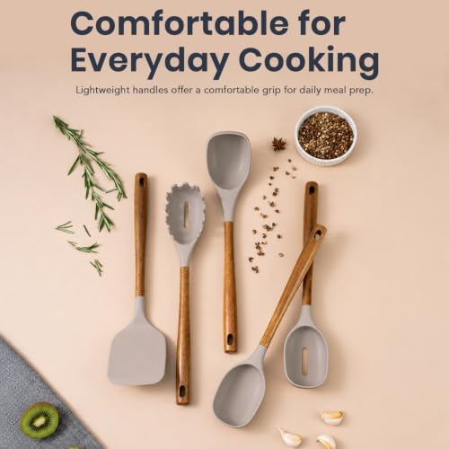 Silicone Kitchen Utensil Set, 5-Piece Brown