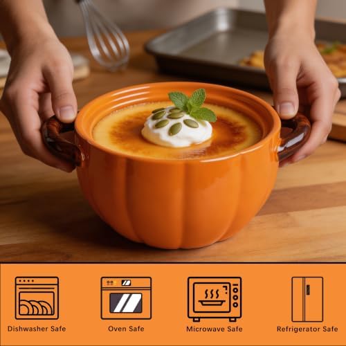 Pumpkin Dutch Oven Pot With Lid -1.7QT Ceramic Casserole Dish With Lid