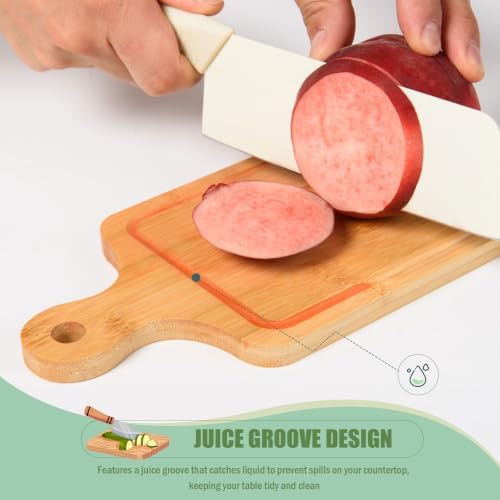 AWIZOM 6 Pcs Small Cutting Boards with Handle Mini Bamboo Charcuterie