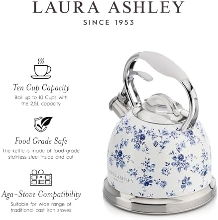 Laura Ashley China Rose Whistling Tea Kettle