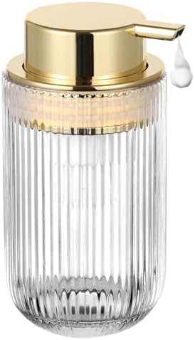 Glass Foam Soap Dispenser, Refillable Foaming Dispenser with Gold