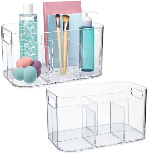 STORi Bliss 5-Compartment Cosmetics Organizer, Set of 2, Clear